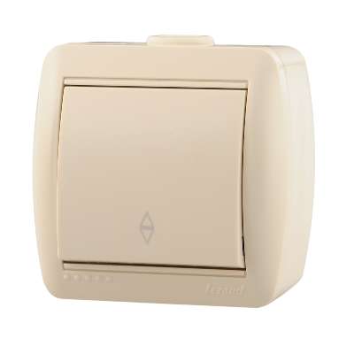 710-0300-105 Выключатель 1-кл. ОП Nata проходной 10А IP20 крем. Lezard