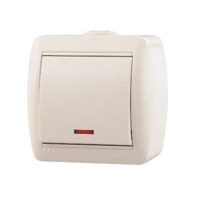 710-0200-111 Выключатель 1-кл. ОП Nata с подсветкой бел. Lezard