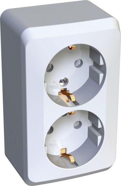 Розетка 2-м ОП Этюд 16А защ. шторки с заземл. бел. SchE PA16-008B