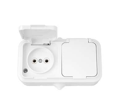 Розетка 2-м ОП РА16-302 без заземл. белый IP54 Без НДС п.п.1,16 п.1ст.118 НК