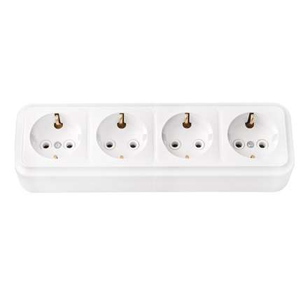 Розетка 4-м ОП РА16-266 с заземл. белый Без НДС п.п.1,16 п.1ст.118 НК