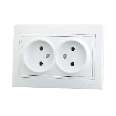 701-0202-128 Розетка 2-м Mira без заземл. керам бел. Lezard