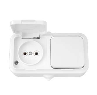 Блок ОП В-РЦ-653 (1-кл.выкл.+ роз. без заземл.) белый IP54 Без НДС п.п.1,16 п.1ст.118 НК