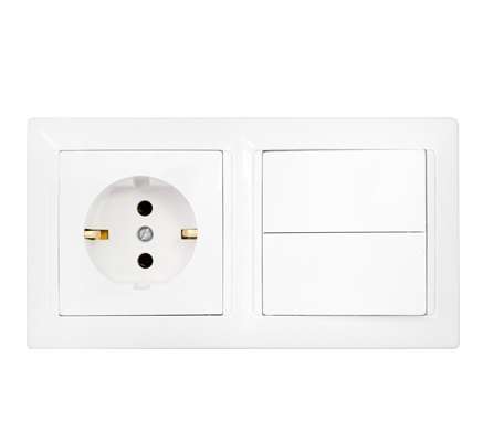 Блок 2В-РЦ-693 (2-кл.выкл.+роз. с заземл.) белый Без НДС п.п.1,16 п.1ст.118 НК