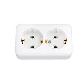 Розетка 2-м ОП РА16-250 без заземл. без монт. панели белый Без НДС п.п.1,16 п.1ст.118 НК