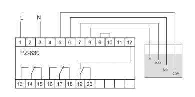 Реле уровня жидкости PZ-830 (без датчиков)