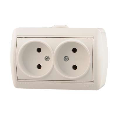 710-0200-128 Розетка 2-м ОП Nata без заземл. керам.бел.Lezard