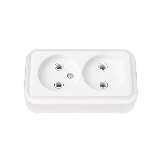 Розетка 2-м ОП РА16-260 без заземл. белый Без НДС п.п.1,16 п.1ст.118 НК