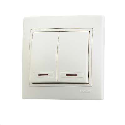 701-0303-112 Выключатель 2-кл. Mira с подсветкой крем. Lezard