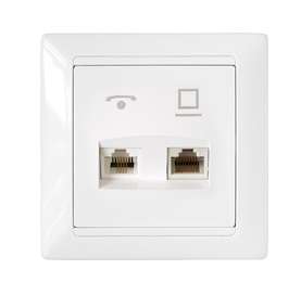 Розетка 2-м компьютер+телефон ТРК-003 белый Без НДС п.п.1,16 п.1ст.118 НК