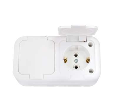 Розетка 2-м ОП РА16-213 с заземл. белый IP54 Без НДС п.п.1,16 п.1ст.118 НК