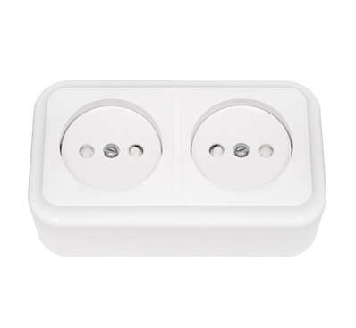 Розетка 2-м ОП РА16-273 без заземл. со шторками белый Без НДС п.п.1,16 п.1ст.118 НК