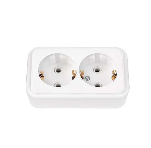 Розетка 2-м ОП РА16-261 с заземл. белый Без НДС п.п.1,16 п.1ст.118 НК