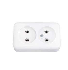 Розетка 2-м ОП РА16-238 без заземл. без монт. панели белый Без НДС п.п.1,16 п.1ст.118 НК