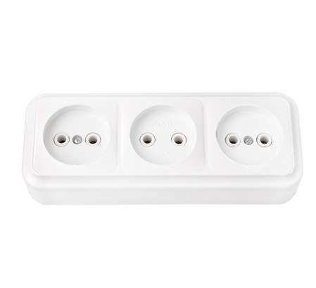 Розетка 3-м ОП РА16-263 без заземл. белый Без НДС п.п.1,16 п.1ст.118 НК