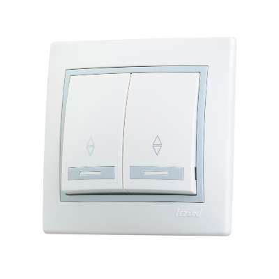 Выключатель 2-кл. СП Мира проходн. бел/сер. Lezard 701-0215-106