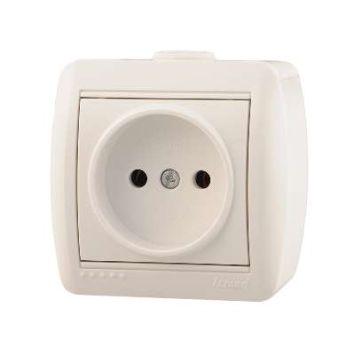 710-0200-121 Розетка 1-м ОП Nata керам. без заземл. бел. Lezard