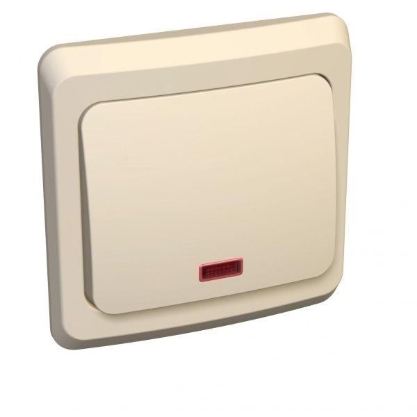 Выключатель 1-кл. СП Этюд 10А IP20 с индик. крем. SchE BC10-005K