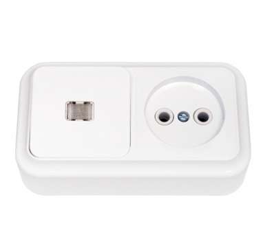 Блок ОП В-РЦ-563 (1-кл.выкл. с подсветк.+роз. без заземл.) белый Без НДС п.п.1,16 п.1ст.118 НК