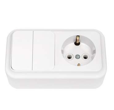 Блок ОП 2В-РЦ-529 (2-кл.выкл.+роз. с заземл.) белый Без НДС п.п.1,16 п.1ст.118 НК