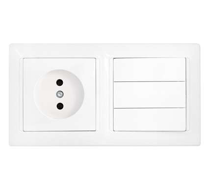 Блок 3В-РЦ-689 (3-кл.выкл.+роз. без заземл.) белый Без НДС п.п.1,16 п.1ст.118 НК