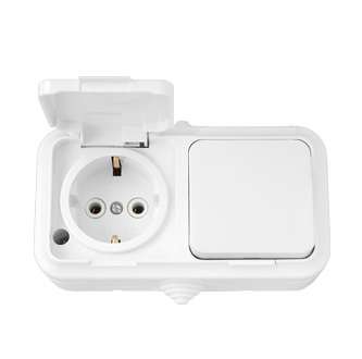 Блок ОП В-РЦ-657 (1-кл.выкл.+роз. с заземл.) белый IP54 Без НДС п.п.1,16 п.1ст.118 НК