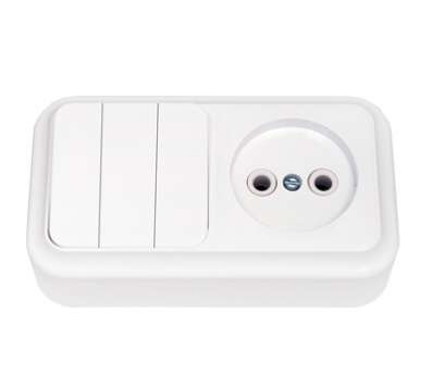 Блок ОП 3В-РЦ-525 (3-кл.выкл.+роз. без заземл.) белый Без НДС п.п.1,16 п.1ст.118 НК