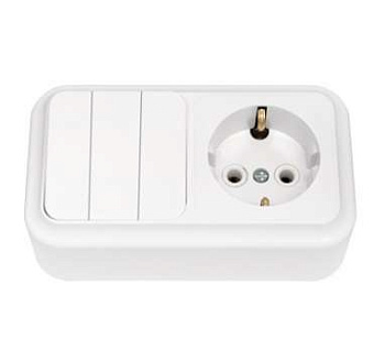 Блок ОП 3В-РЦ-531 (3-кл.выкл.+роз. с заземл.) белый Без НДС п.п.1,16 п.1ст.118 НК