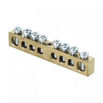 Шина PEN "ноль-земля" 6х9 8 отвер. латунь крепеж по центру PROxima EKF sn0-63-08