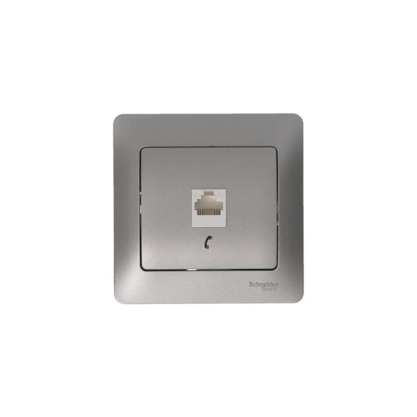 Розетка телефонная 1-м СП Glossa RJ11 механизм платина SE GSL001281T