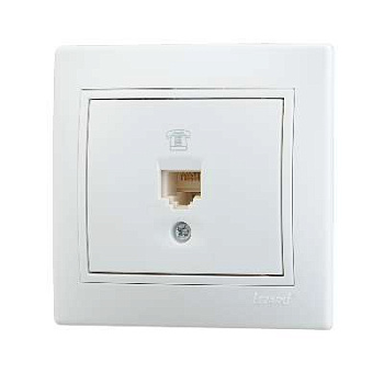 701-0202-137 Розетка 1-м Mira телефонная  RJ11 бел.Lezard