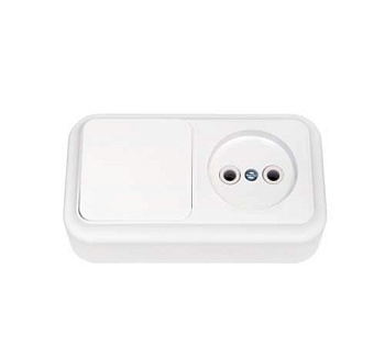 Блок ОП В-РЦ-521 (1-кл.выкл.+роз. без заземл.) белый Без НДС п.п.1,16 п.1ст.118 НК