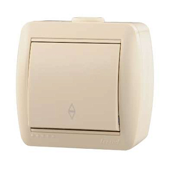 710-0300-105 Выключатель 1-кл. ОП Nata проходной 10А IP20 крем. Lezard