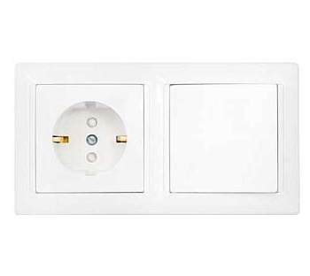 Блок В-РЦ-713 (1-кл.выкл.+роз. с заземл. со шторками) белый Без НДС п.п.1,16 п.1ст.118 НК