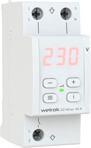 Реле напряжения Welrok D2-40 red