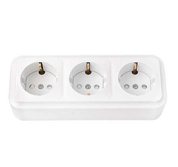 Розетка 3-м ОП РА16-276 с заземл. со шторками белый Без НДС п.п.1,16 п.1ст.118 НК