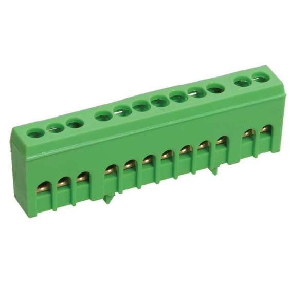 Шина PE "земля" в корп. изол. на DIN-рейку ШНИ-6х9-10-К-З ИЭК YNN10-69-10KD-K06 Шина PE "земля" в корп. изол. на DIN-рейку ШНИ-6х9-10-К-З ИЭК YNN10-69-10KD-K06