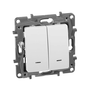 Механизм переключателя 2-кл. Etika с подсветкой авт. бел. Leg 672216