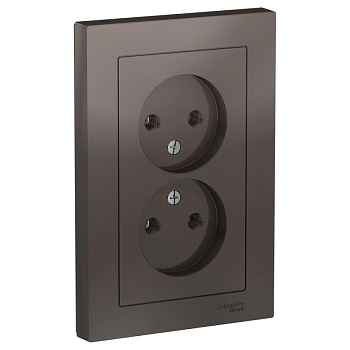 Розетка 2-м AtlasDesign 16А IP20 без заземл. в сборе мокко SE ATN000620