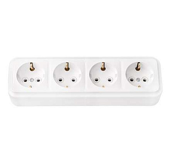 Розетка 4-м ОП РА16-266 с заземл. белый Без НДС п.п.1,16 п.1ст.118 НК