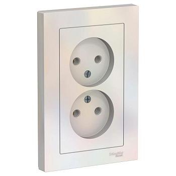 Розетка 2-м AtlasDesign 16А IP20 без заземл. в сборе жемчуг SE ATN000420