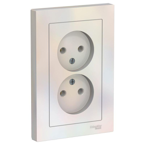 Розетка 2-м AtlasDesign 16А IP20 без заземл. в сборе жемчуг SE ATN000420