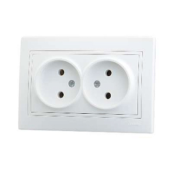 701-0202-128 Розетка 2-м Mira без заземл. керам бел. Lezard