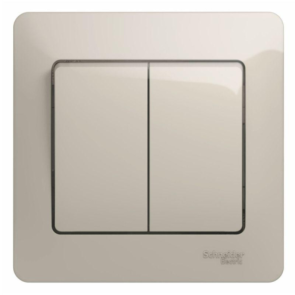 Выключатель 2-кл. Glossa 10А IP20 (сх. 5) 10AX в сборе молочный SE GSL000952