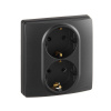 Розетка 2-м Etika с заземл. защ. шторки в сборе антрацит Leg 672633