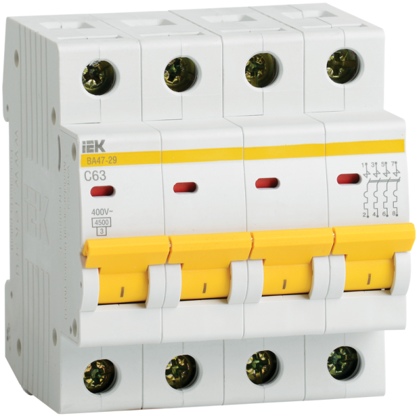 Выключатель автоматический модульный 4п C 50А 4.5кА ВА47-29 KARAT IEK MVA20-4-050-C