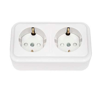 Розетка 2-м ОП РА16-274 с заземл. со шторками белый Без НДС п.п.1,16 п.1ст.118 НК