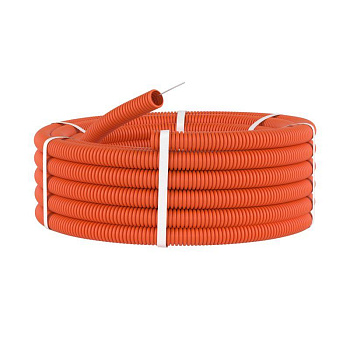 Труба гофрированная ПНД d32мм гибкая тяжелая с протяжкой оранж. (уп.25м) DKC 71532