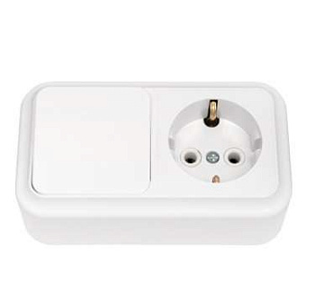 Блок ОП В-РЦ-527 (1-кл.выкл.+роз. с заземл.) белый Без НДС п.п.1,16 п.1ст.118 НК