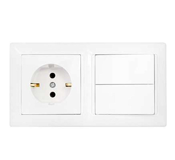 Блок 2В-РЦ-693 (2-кл.выкл.+роз. с заземл.) белый Без НДС п.п.1,16 п.1ст.118 НК